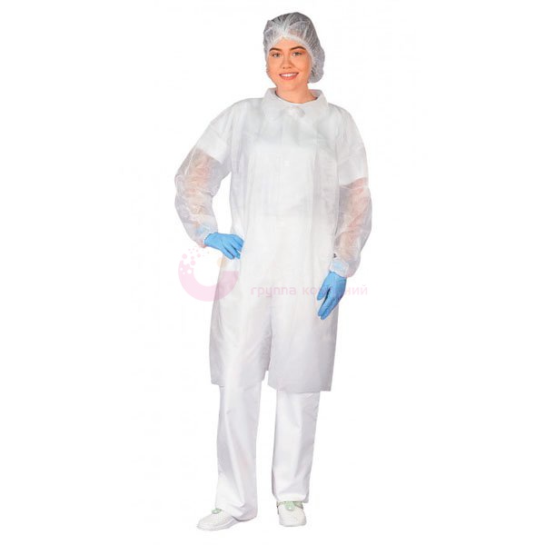 Халат одноразовый (спанбонд) на кнопках