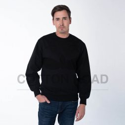 Толстовка трикотажная (М-16), мужская без капюшона, черная, 100% х/б