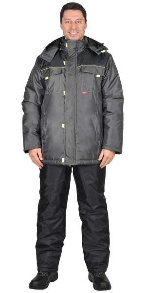 Куртка "ФАВОРИТ" зимняя тёмно-серая с черным тк. Оксфорд (ЧЗ)