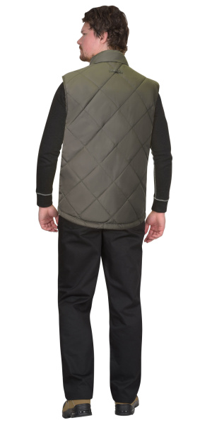 Жилет "ЕВРОПА" двухсторонний оливковый с флисом хаки (ЧЗ) тк. Дюспо