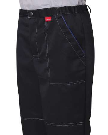 Костюм "МЕХАНИК": куртка, брюки черный с васильковым и СОП 25мм (ЧЗ)