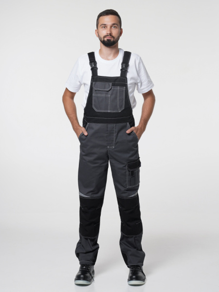 Полукомбинезон рабочий мужской №116 серый с черный, СОП, ткань Протек К
