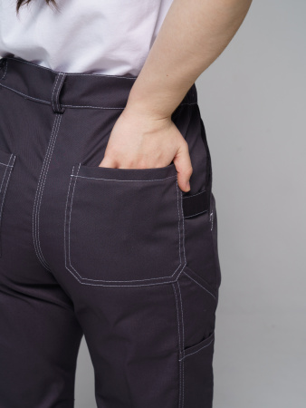 Брюки рабочие мужские №116 серый с черный, СОП, ткань Rodos
