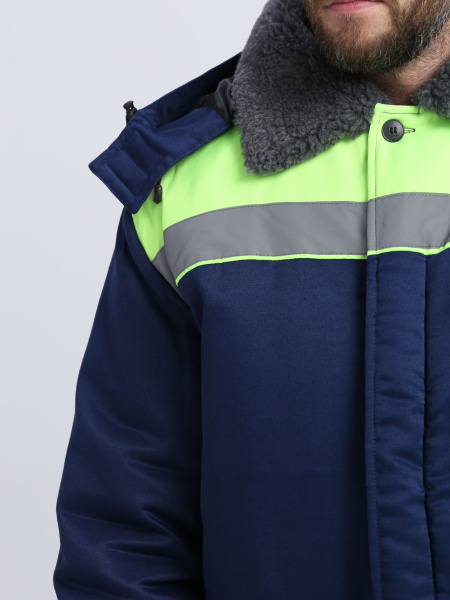 Костюм зимний Труженик-Ультра СОП (тк.Смесовая,210) брюки, т.синий/лимонный