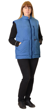 Жилет "ЕВРОПА" удлиненный (на подкладке флис синий) темно-голубой (ЧЗ)