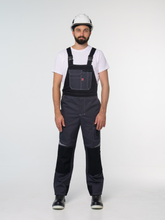 Полукомбинезон рабочий мужской №116 серый с черный, СОП, ткань Rodos