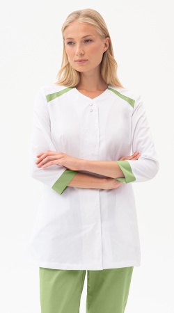 Костюм МИРАЖ белый/зеленый тк. Оптима Кос 741 (ЧЗ)