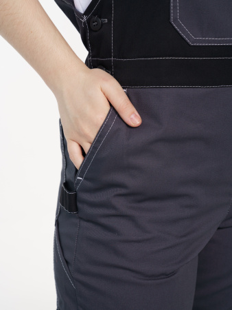 Полукомбинезон рабочий мужской №116 серый с черный, СОП, ткань Rodos