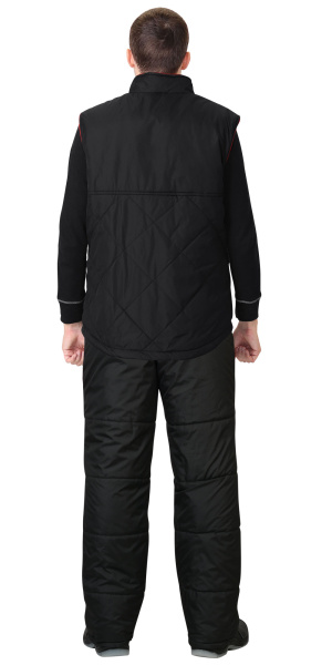 Жилет "ЕВРОПА" удлиненный (на подкладке флис красный) черный (ЧЗ)