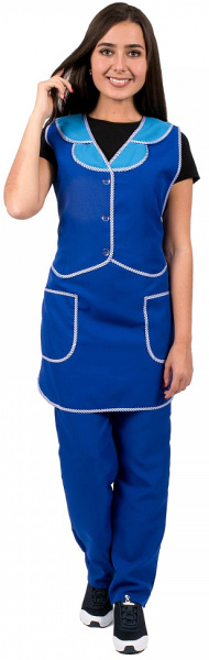 Фартук Жилетка (тк. Габардин), васильковый/белый (ЧЗ)