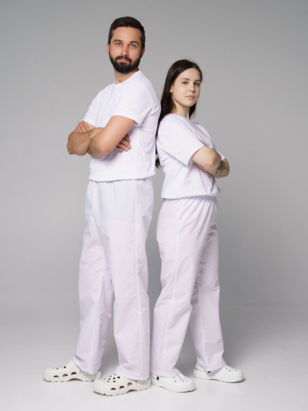 Брюки рабочие универсальная №104 белые, ткань ТИСИ