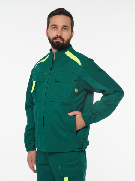 Куртка рабочая мужская №116 цвет зеленый, лимонный, ткань Эксперт Стандарт
