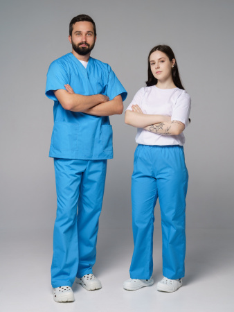 Брюки рабочие универсальная №104 голубой, ткань ТИСИ