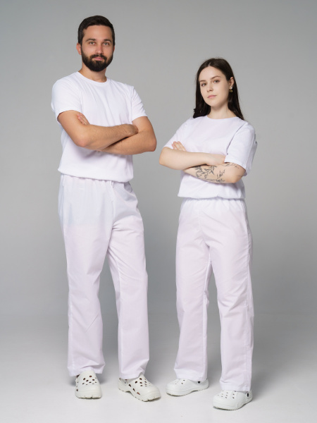 Брюки рабочие универсальная №104 белые, ткань ТИСИ