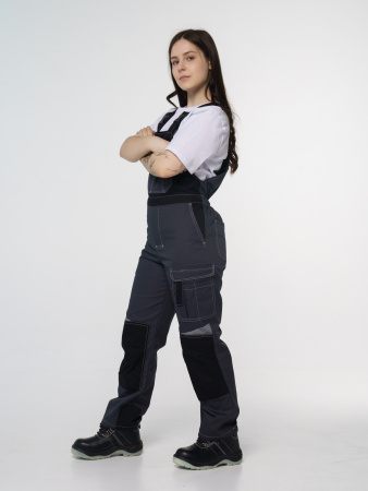 Полукомбинезон рабочий мужской №116 серый с черный, СОП, ткань Rodos