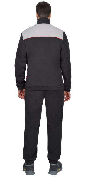 Куртка флисовая т.серая со св. серым,красный кант (Фаворит) (ЧЗ)