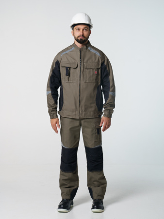 Полукомбинезон рабочий мужской №116 хаки, черный, СОП, ткань Канвас