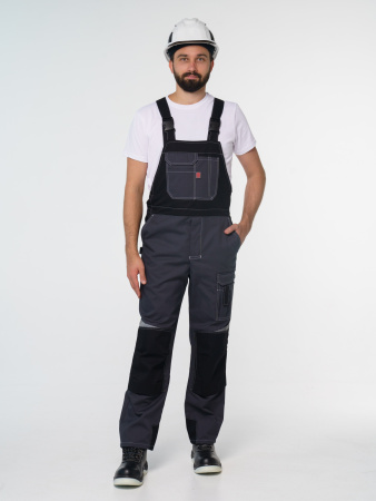 Полукомбинезон рабочий мужской №116 серый с черный, СОП, ткань Rodos