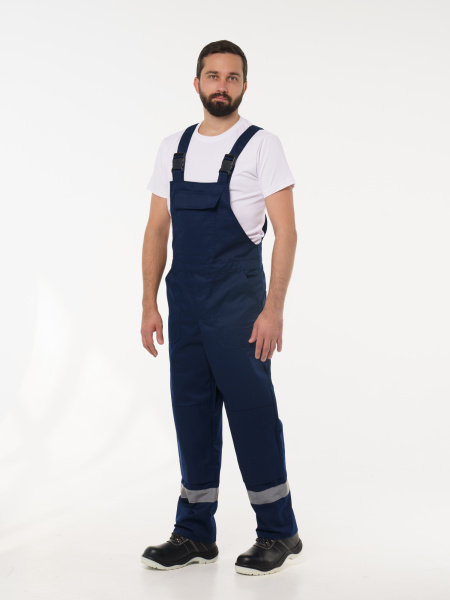 Полукомбинезон рабочий мужской №112 тёмно-синий с васильковым (ЧЗ)