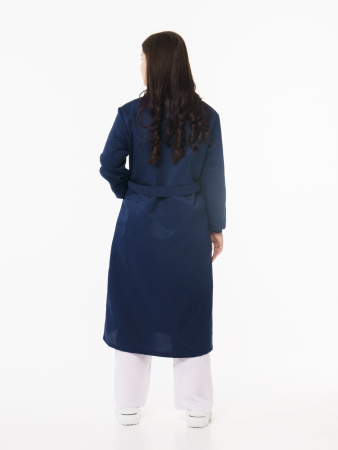 Халат рабочий женский №205 тёмно-синий с васильковым