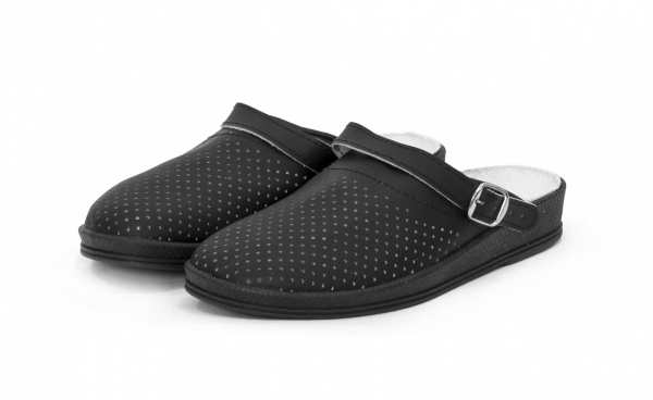 Сабо мужские из натуральной кожи черные ПВХ ( арт.10-12-7) Step