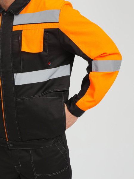 Костюм Виват-1 Премиум CH МВО (тк.Смесовая,240) брюки, черный/оранжевый (ЧЗ)