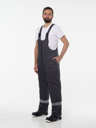 Полукомбинезон мужской зимний Пк703 ткань Твил, цвет темно-серый