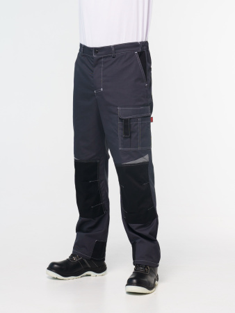 Брюки рабочие мужские №116 серый с черный, СОП, ткань Rodos