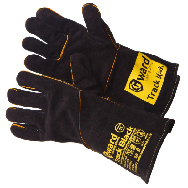 Краги из спилка черного цвета с широким раструбом, длина 35 см Gward Track Black (арт. XY073) 11(XXL