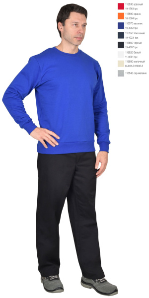 Толстовка-футер дл. рукава васильковая , рукав с манжетом, пл.240 г/кв.м (ЧЗ)