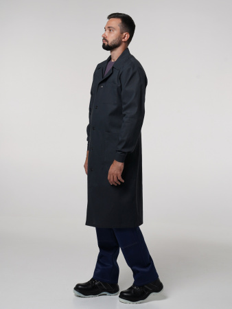 Халат рабочий мужской №200 черный, ткань Бязь