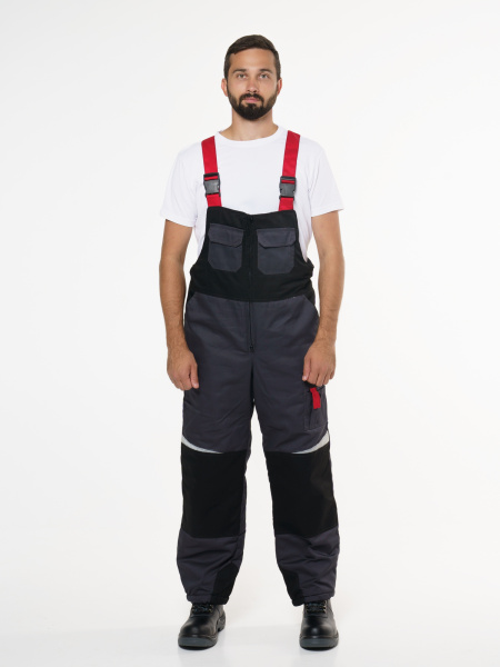 Костюм "Фаворит-Мега": зимний куртка дл.,п/к. т-серый с чер. и красн. и СОП