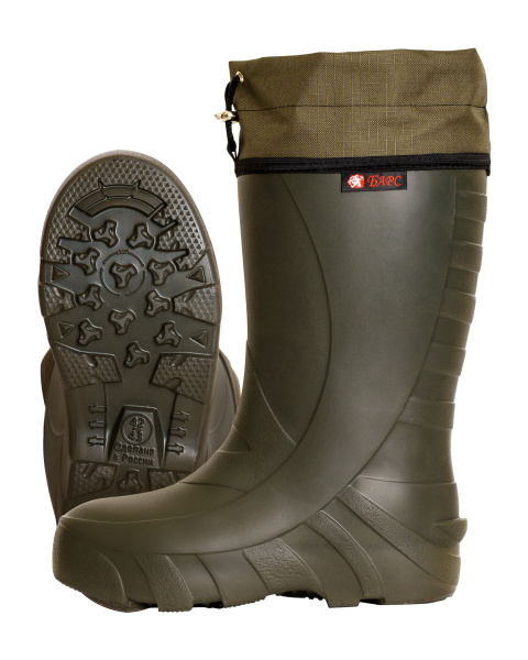 Сапоги мужские из ЭВА (зима) с манжетой и утеплителем, оливковые (-50С) (С-031) БАРС