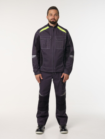 Куртка рабочая мужская №116 серый, черный, лимонный