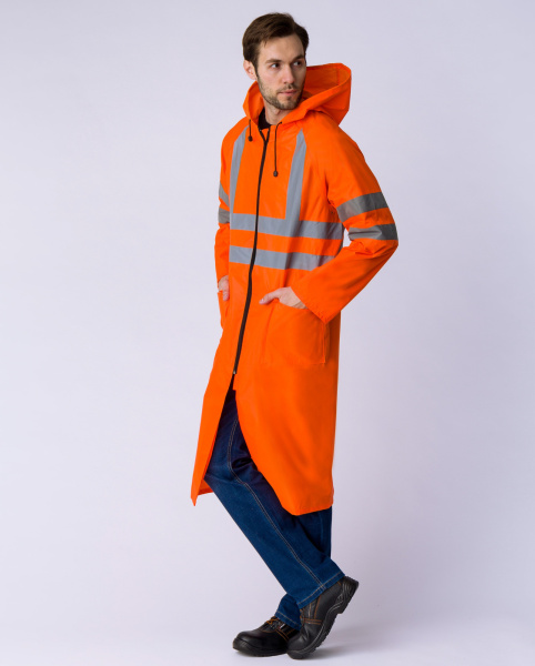 Плащ влагозащитный сигнальный с СОП (210 гр/м2) оранжевый ЯШФ