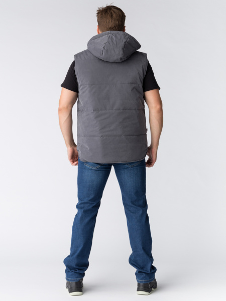 Жилет утепленный с капюшоном Резко (тк.Таслан,135), т.серый