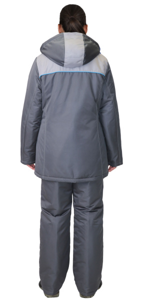 Костюм "ФАВОРИТ" женский зимний: куртка, брюки т.серый со св.серым и голубым тк.Таслан (ЧЗ)